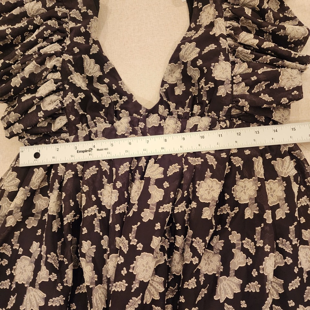 Storia Black Floral Babydoll Dress Whimsigoth Fairy Grunge Cottagecore Boho S - Picture 7 of 9